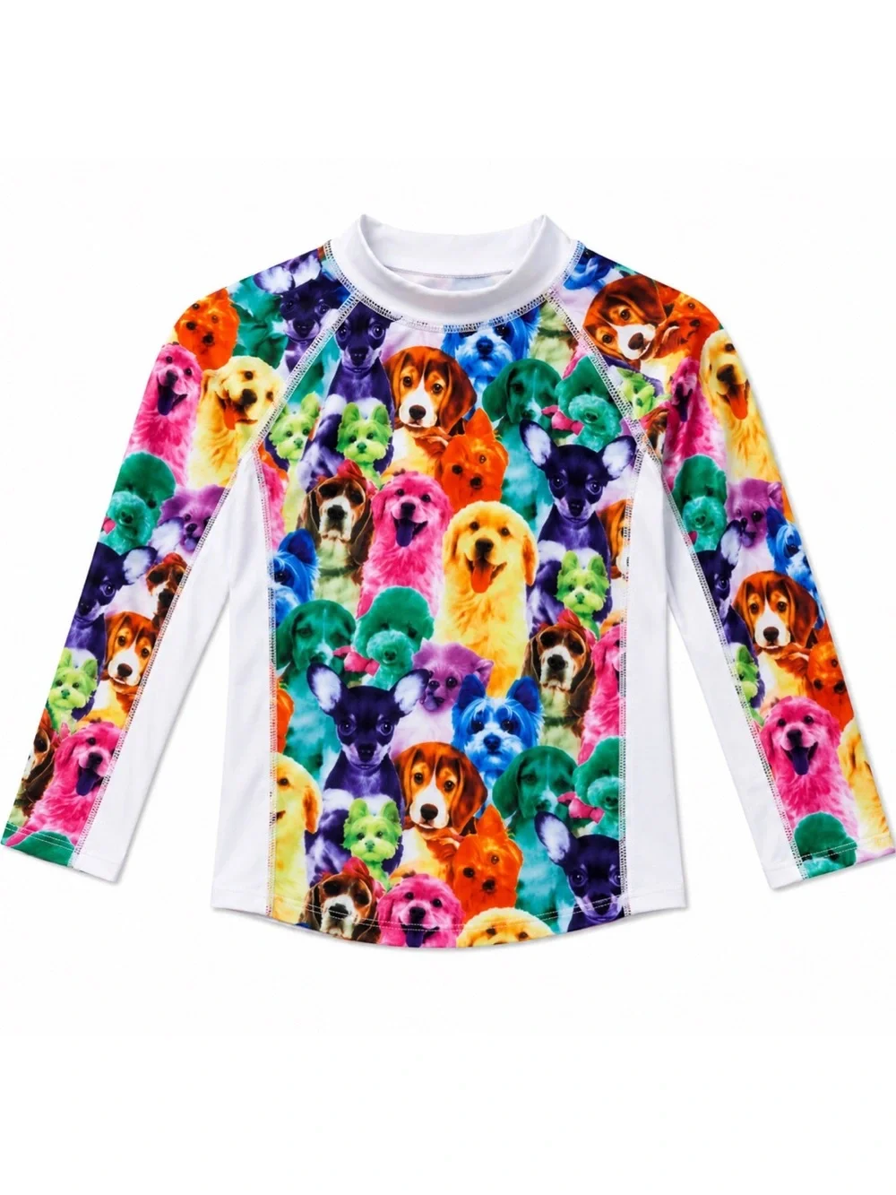 Jxstar Bright Multicolor Rainbow Long Sleeve Dog Puppy Graphic Rashguard 8-9Y